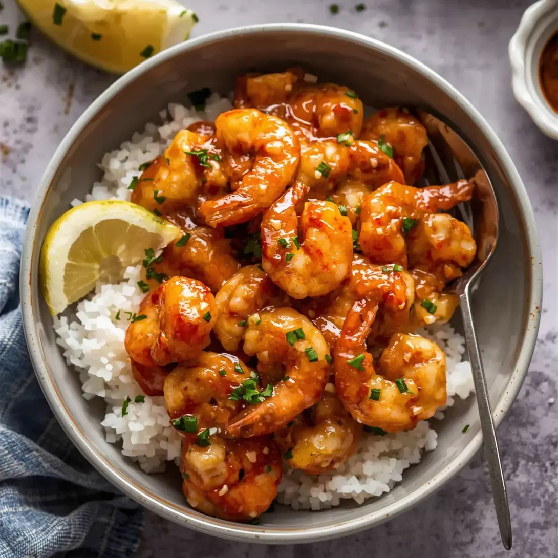 Delicious BBQ glazed shrimp skewers with pineapple chunks