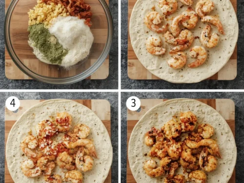 A delicious Caribbean Jerk Grilled Shrimp Wrap filled with fresh ingredients.