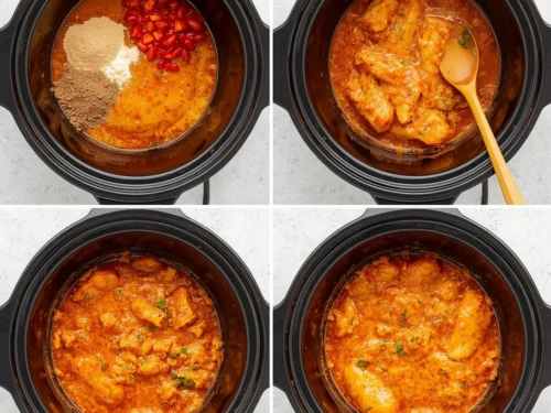 A serving of Crockpot Chicken Quinoa Enchiladas topped with fresh cilantro in a bowl.