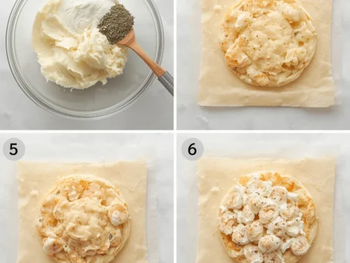 Delicious shrimp and cream cheese pinwheels arranged neatly on a serving platter.