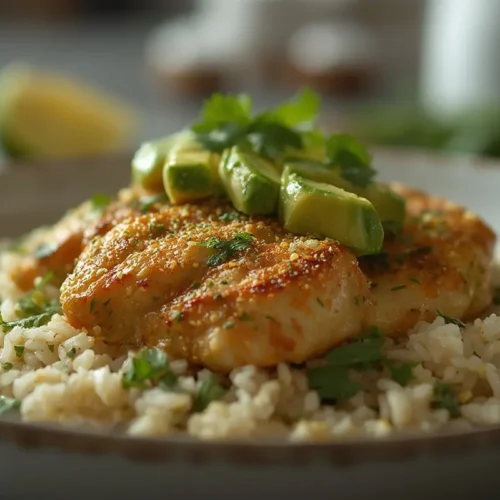 Zesty Cilantro Lime Chicken with Avocado and Jasmine Rice