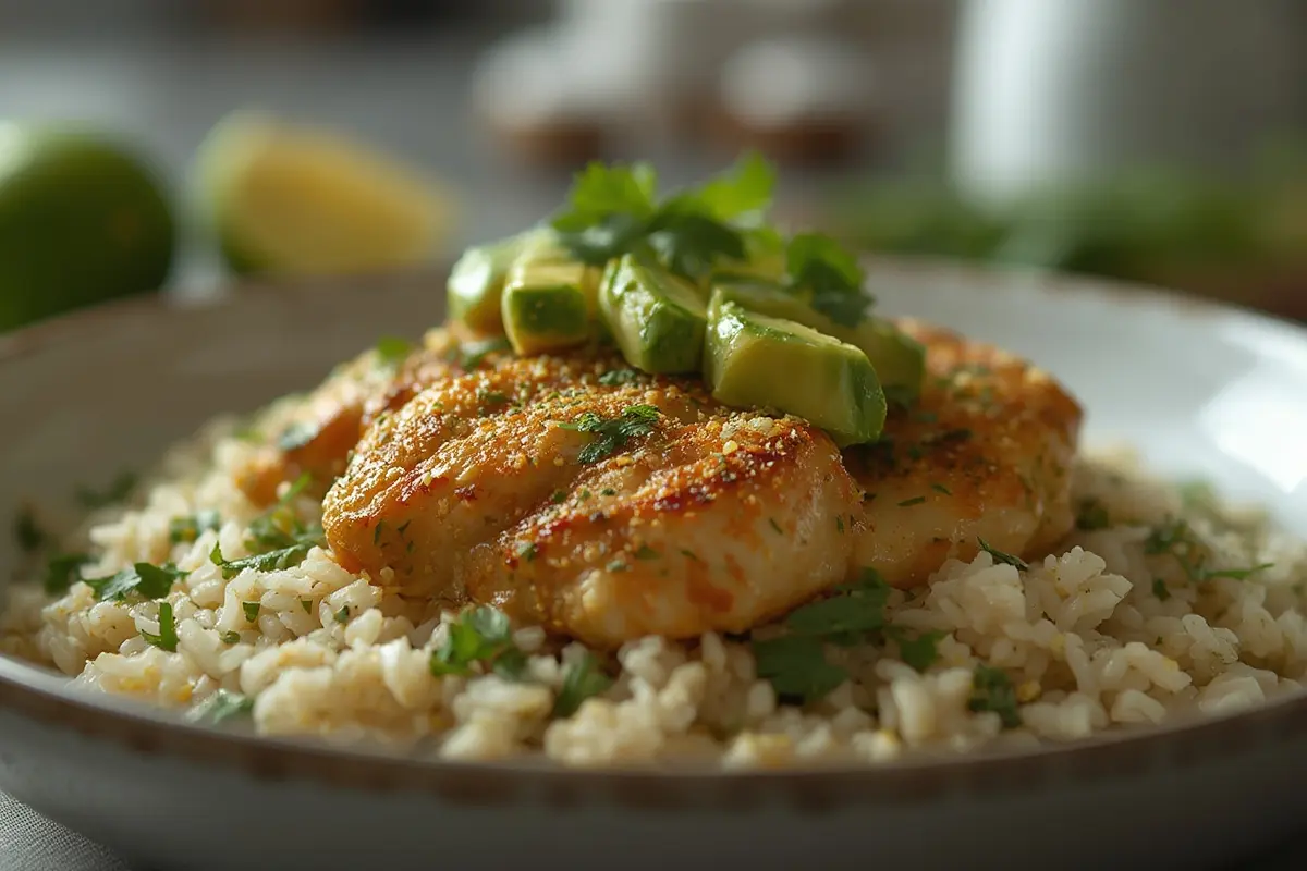 Zesty Cilantro Lime Chicken with Avocado and Jasmine Rice
