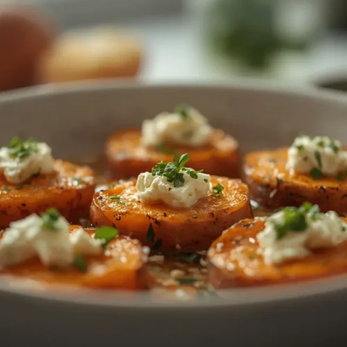 Roasted Sweet Potato Rounds with Honey & Feta