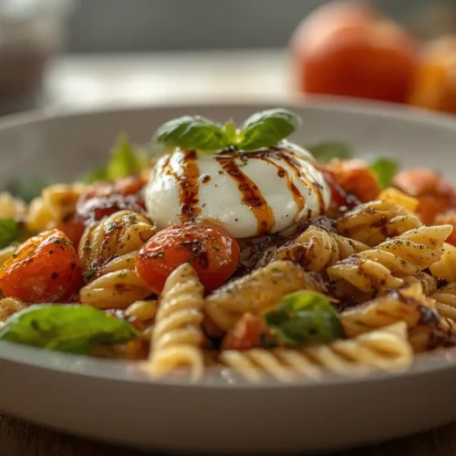 Caprese Pasta Salad with Balsamic Glaze
