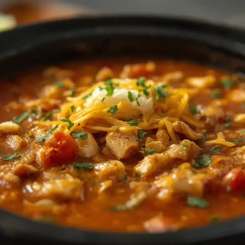 Hearty Crockpot Chicken Tortilla Soup