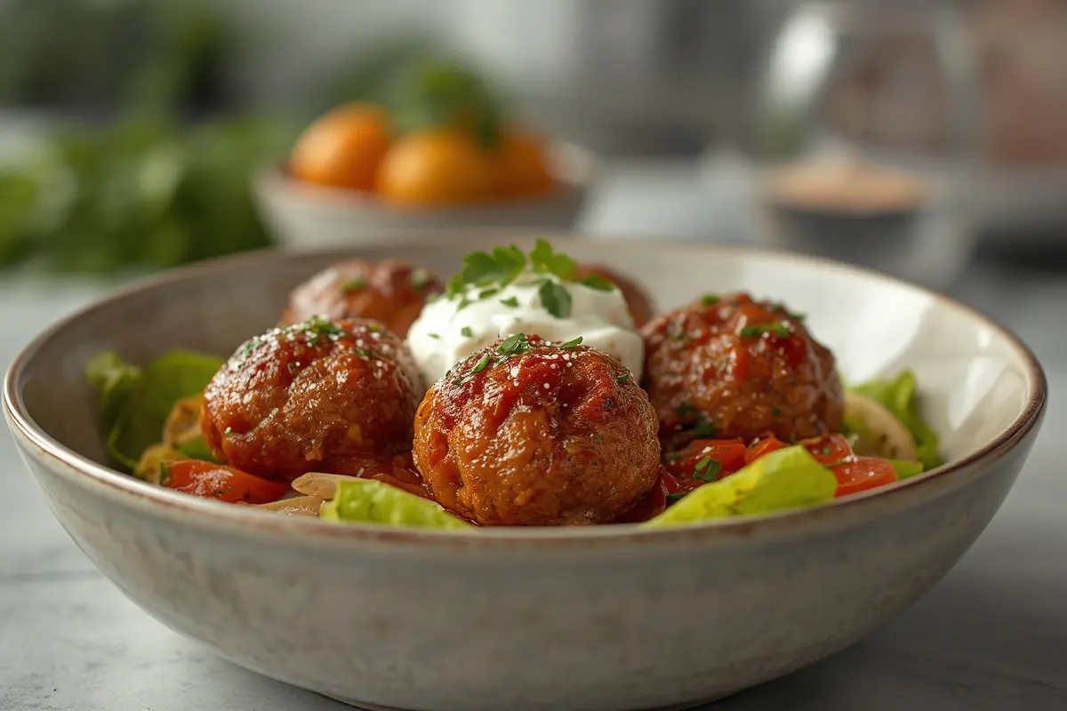 Greek Meatball Bowl with Tzatziki