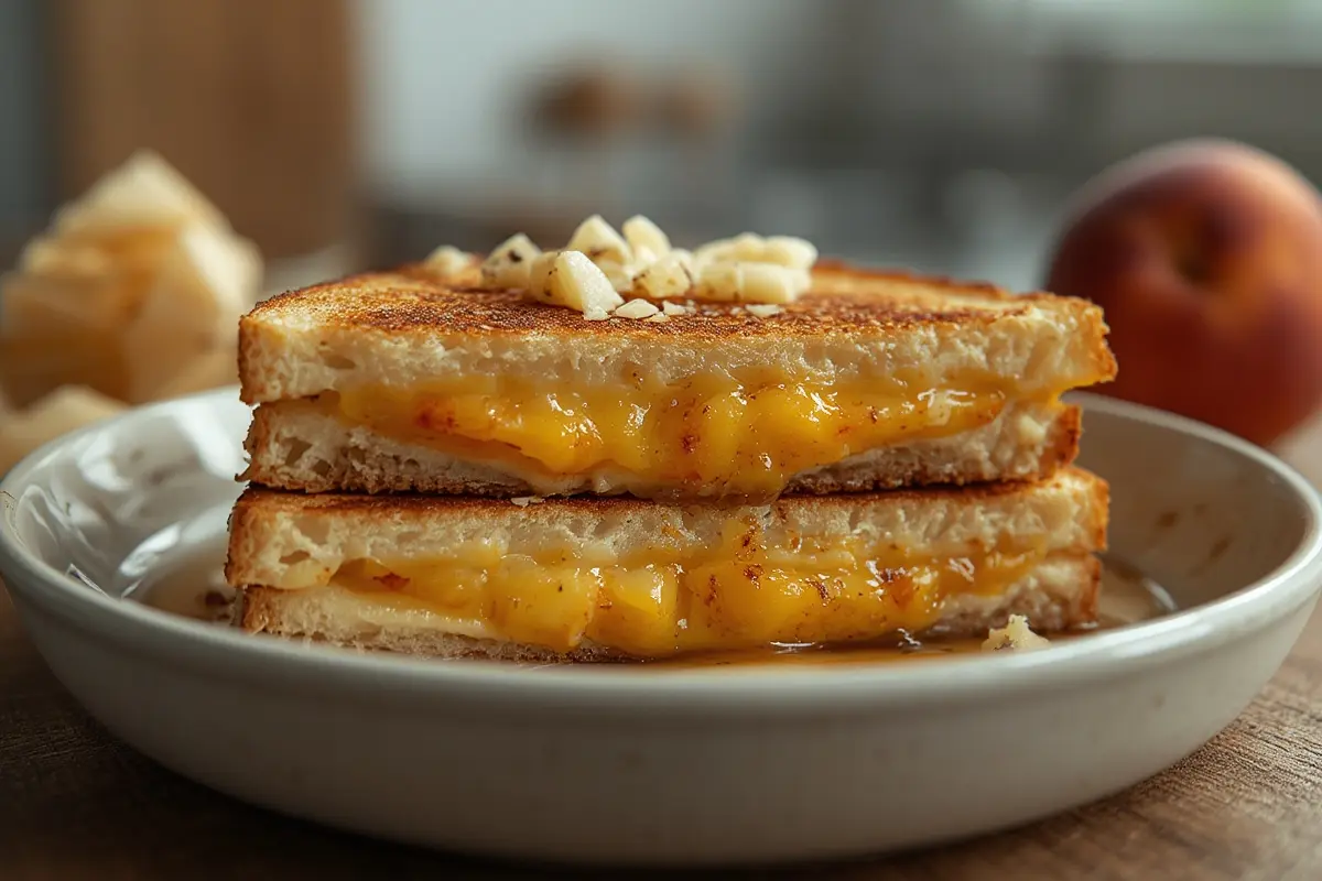 Grilled Cheese with Honey Peaches and White Cheddar