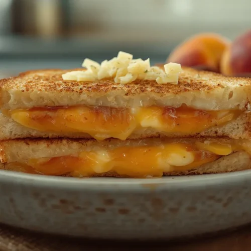 Grilled Cheese with Honey Peaches and White Cheddar