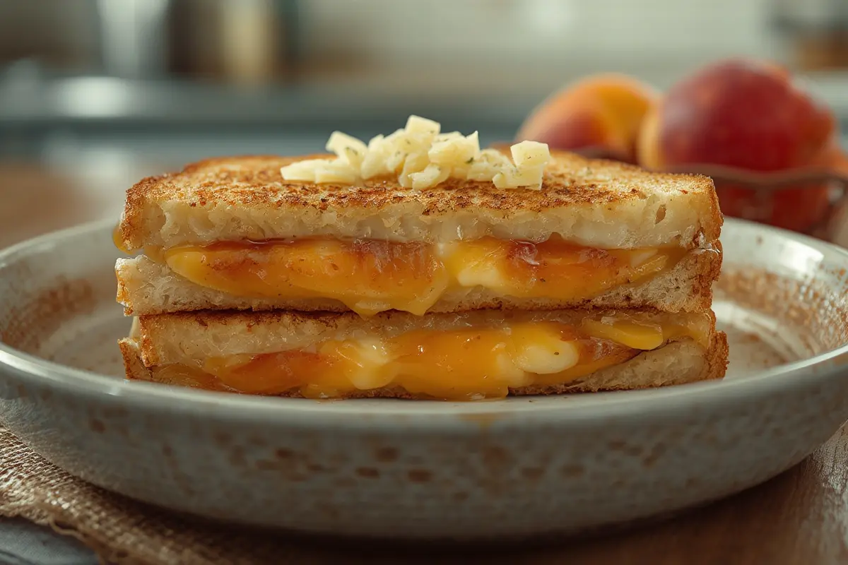 Grilled Cheese with Honey Peaches and White Cheddar