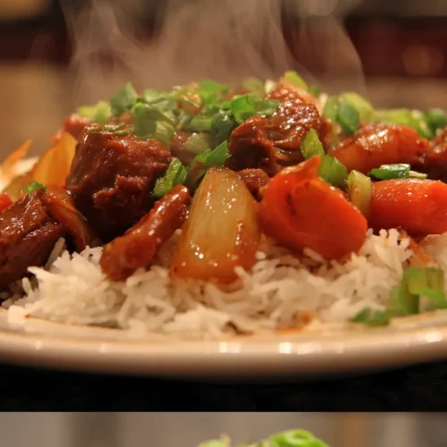 A slow cooked Crockpot Chinese dish with chicken and vegetables.
