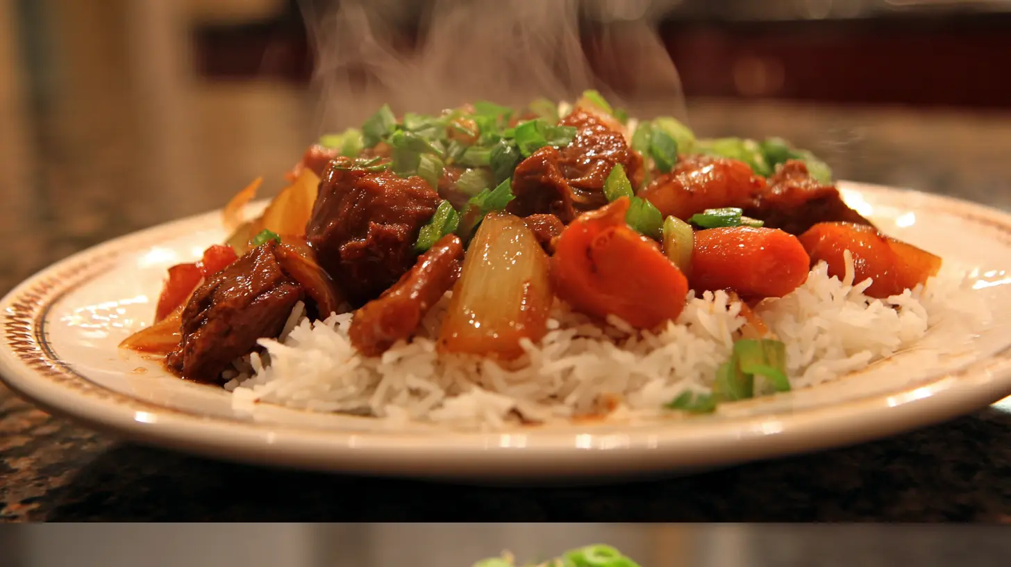 A slow cooked Crockpot Chinese dish with chicken and vegetables.