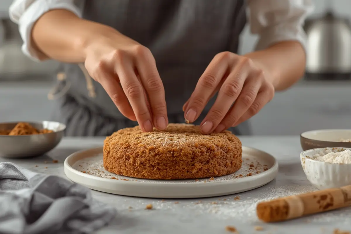 Cracked cake with improper frosting application