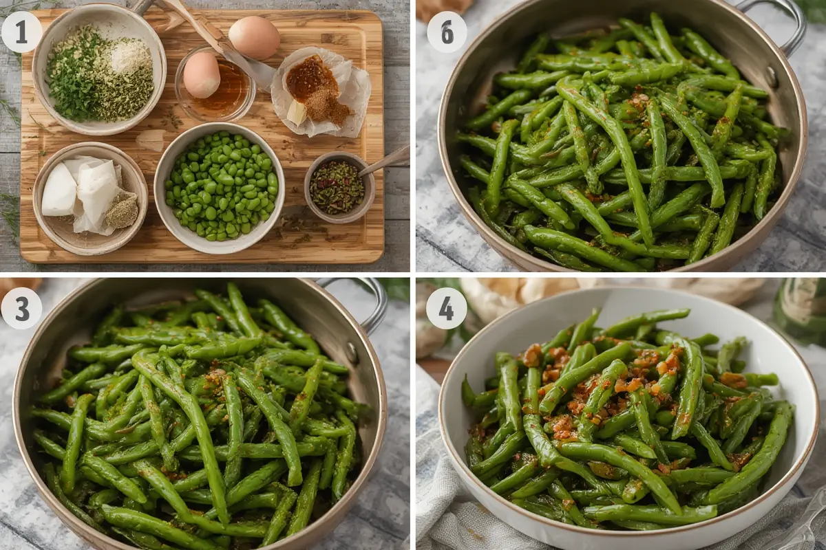 Miso Green Beans in a serving dish