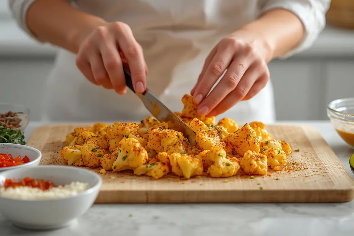 Sweet and spicy baked cauliflower finished dish