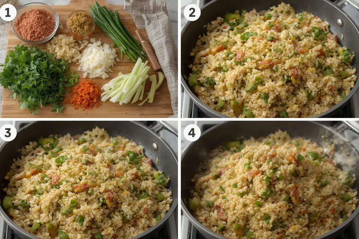 Bok Choy Fried Rice Preparation