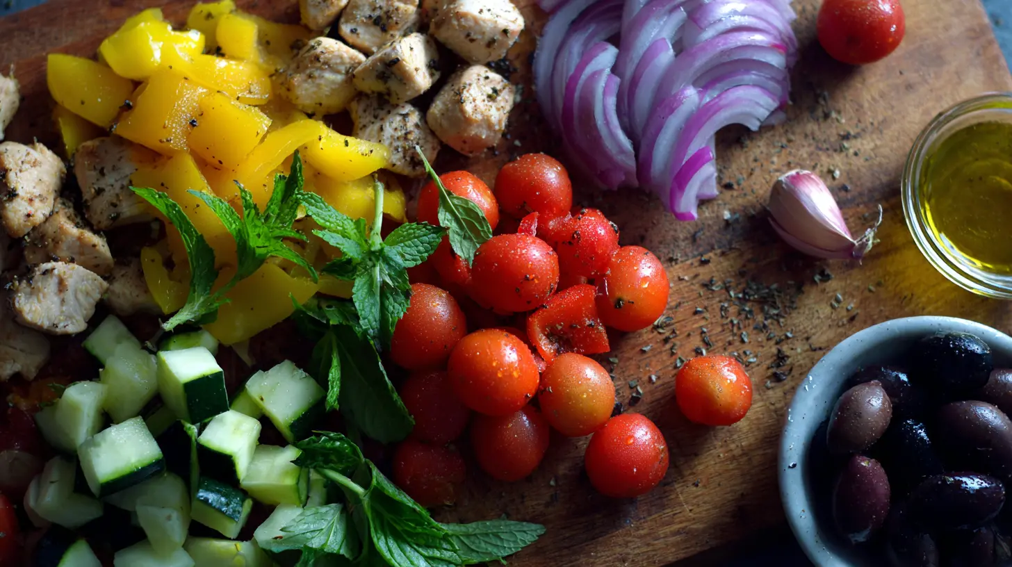 An Easy Mediterranean Chicken Stir Fry Recipe featuring colorful vegetables and tender chicken.