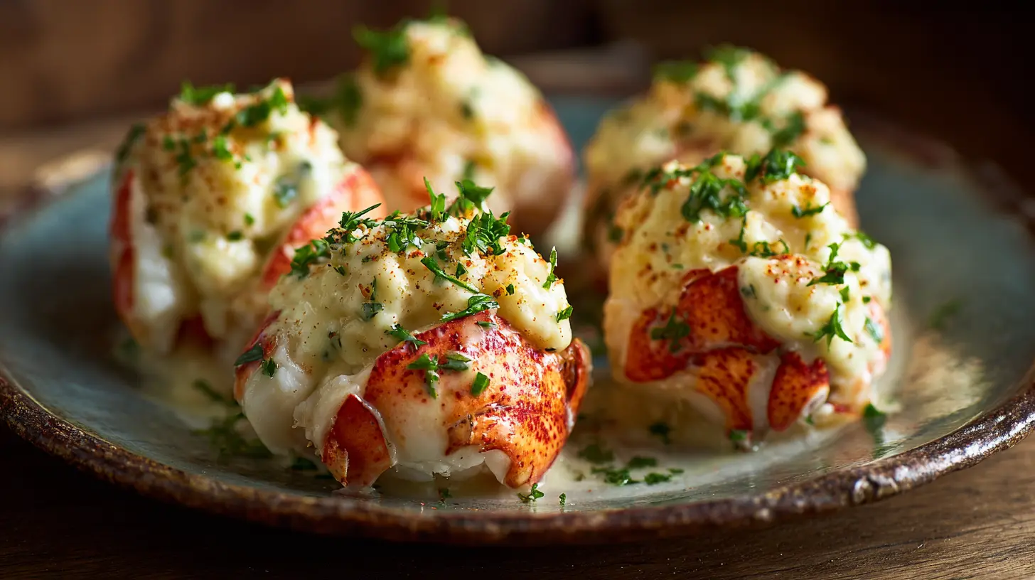 A close-up of delicious Lobster & Crab Butter Bombs.