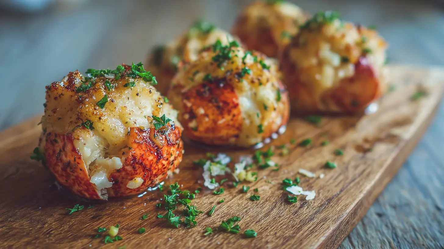 A serving of rich lobster & crab butter bombs, perfect for seafood lovers.