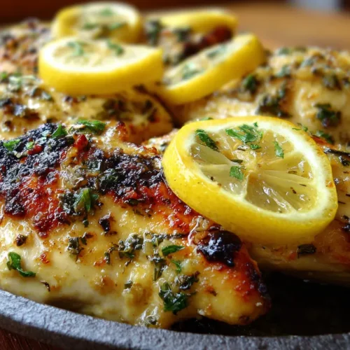 A serving of Mediterranean Lemon Chicken in a bowl