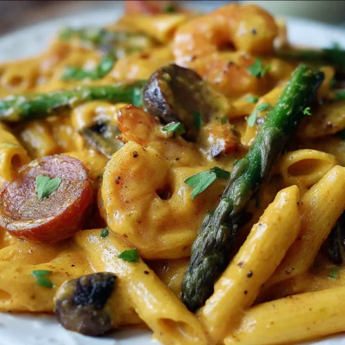 Copycat Pappadeaux Mardi Gras Pasta, rich with creamy sauce and seafood