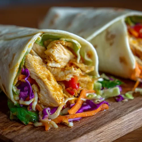 Sweet chili chicken wraps arranged neatly on a platter, ready to serve.