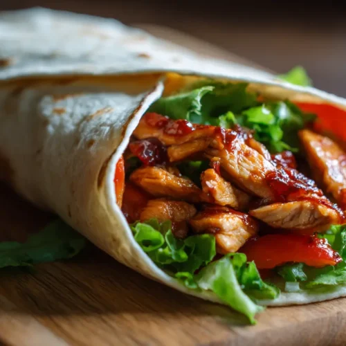 Delicious sweet chili chicken wraps ready to eat