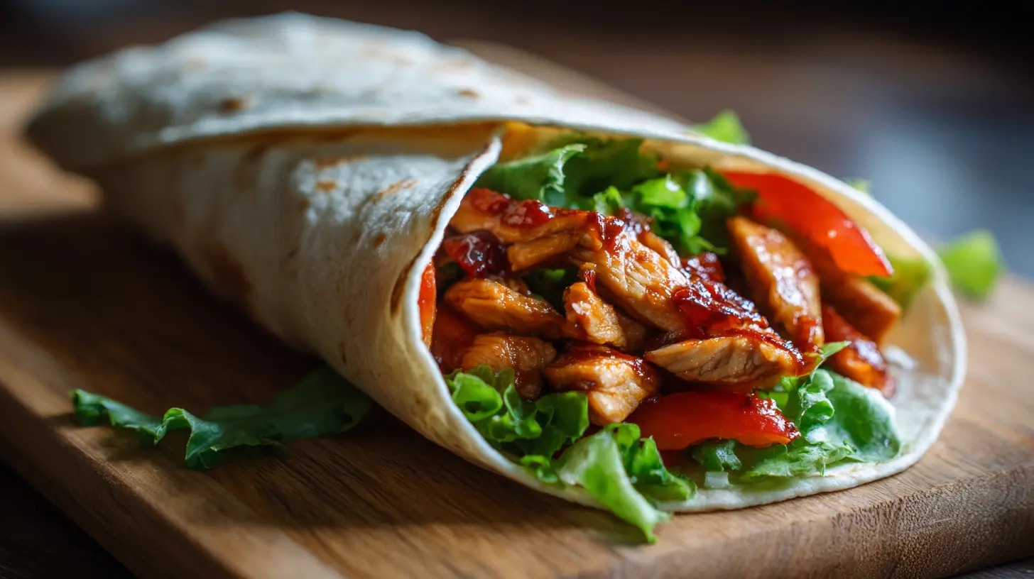 Delicious sweet chili chicken wraps ready to eat