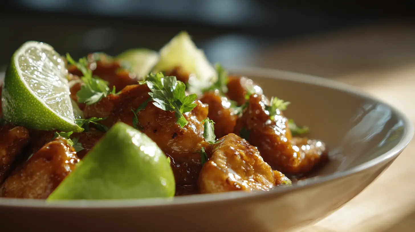 A platter of tangy honey lime chicken, perfectly glazed and cooked