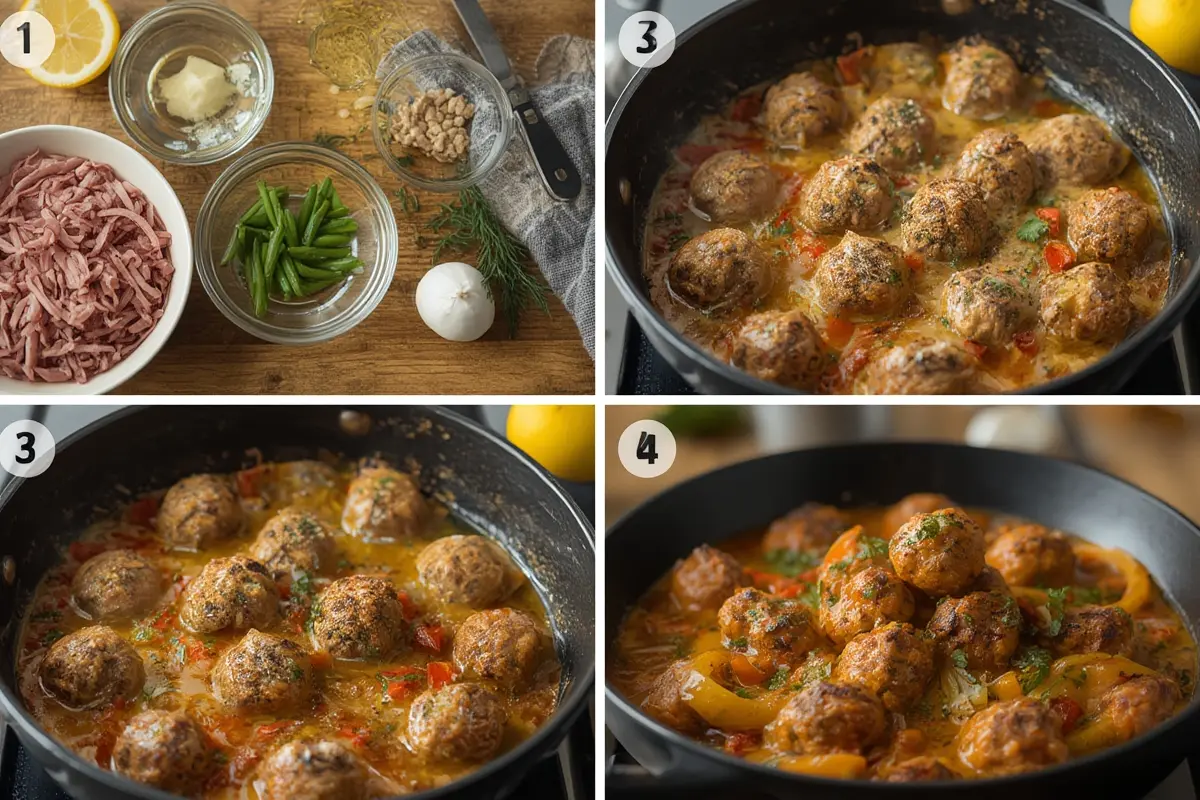 Greek Meatballs in Lemon Sauce Preparation