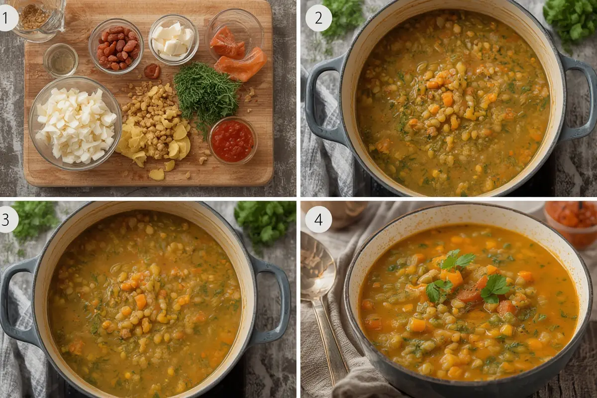 Split pea soup preparation