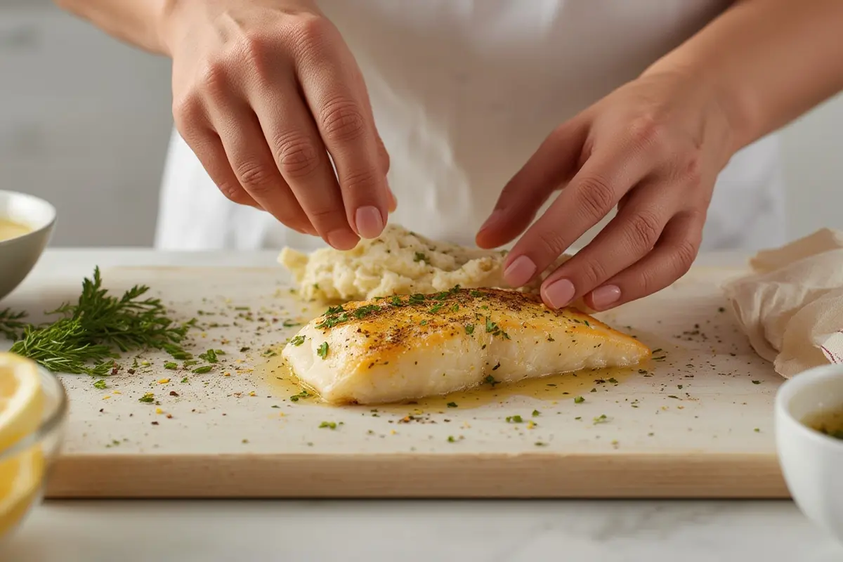 Perfectly cooked baked cod