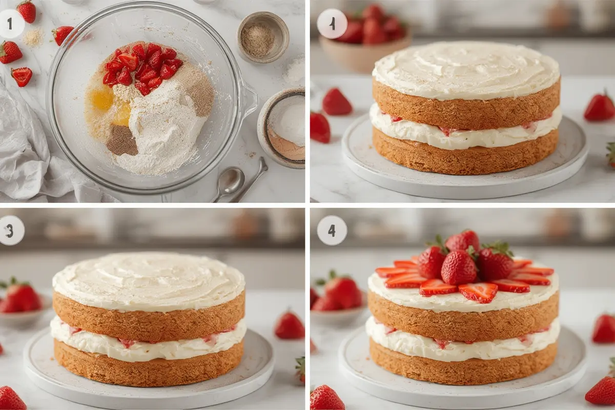 Strawberry Shortcake Layer Cake Step by Step