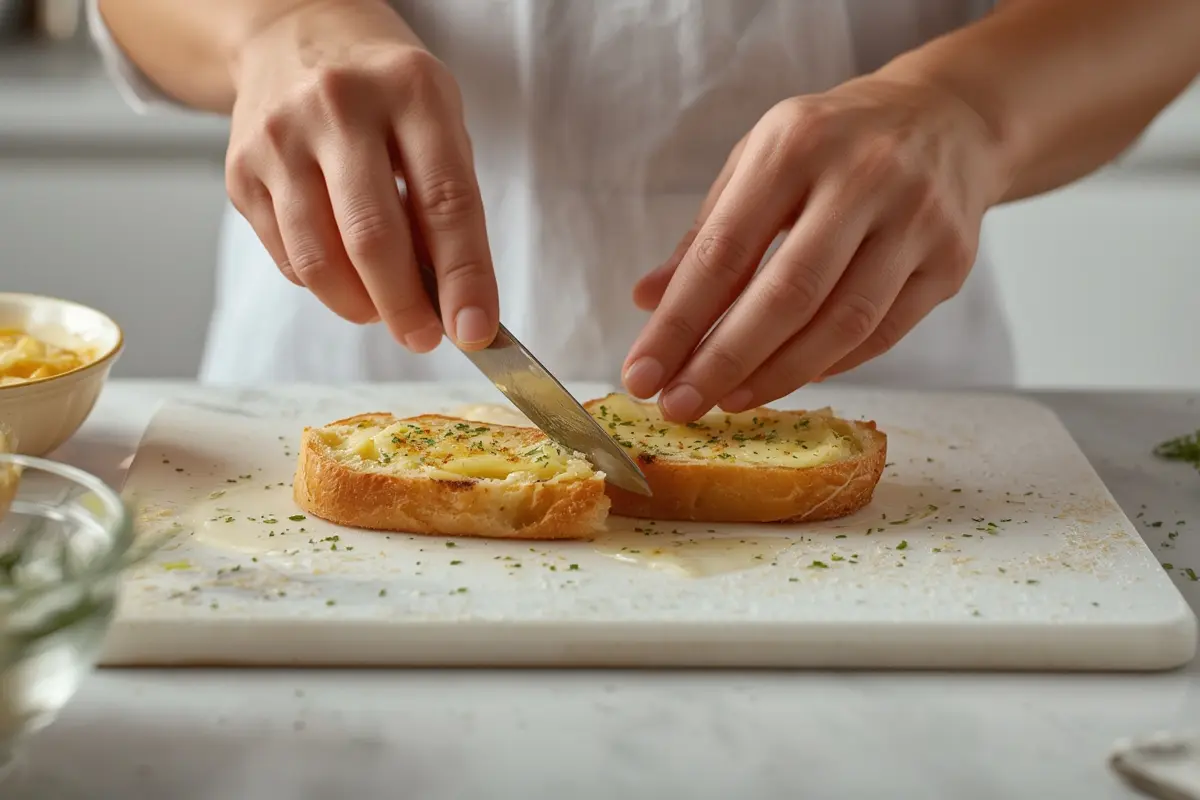 Burnt garlic bread grilled cheese sandwich