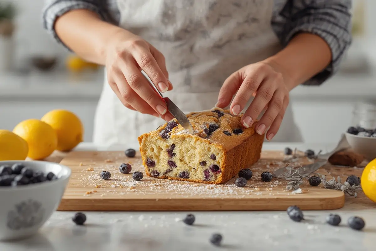 Lemon Blueberry Bread Closeup