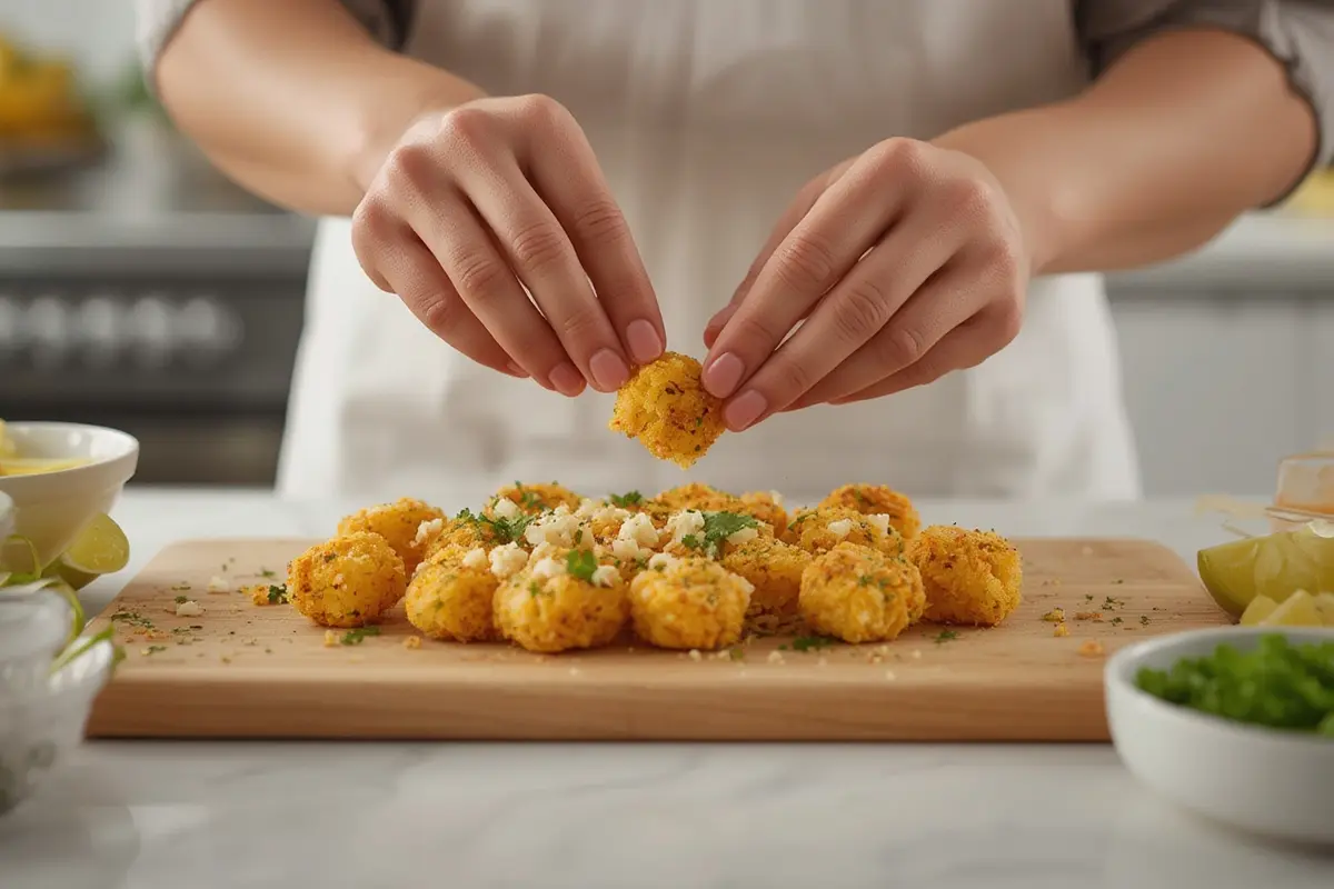 Close-up of perfect crab bite texture