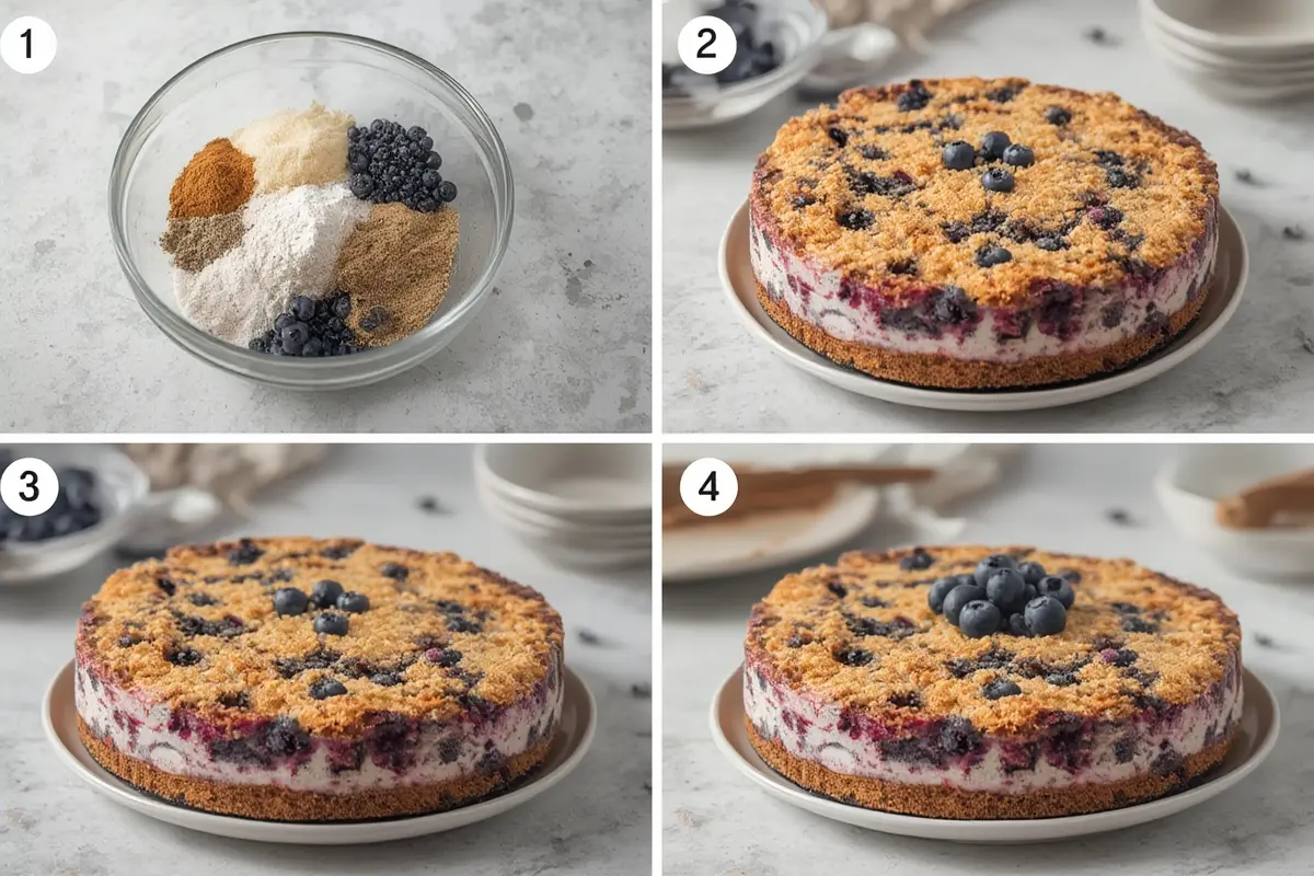 Blueberry Crumble Cheesecake Process