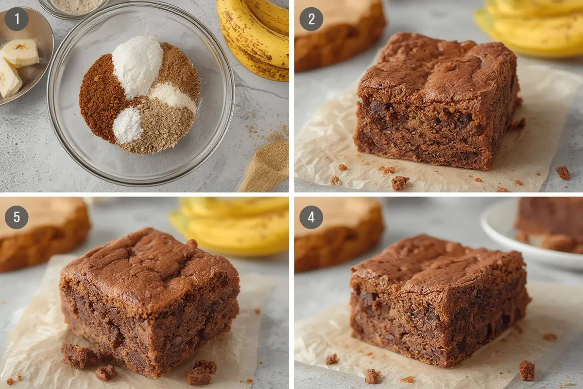 Banana bread brownie bars process