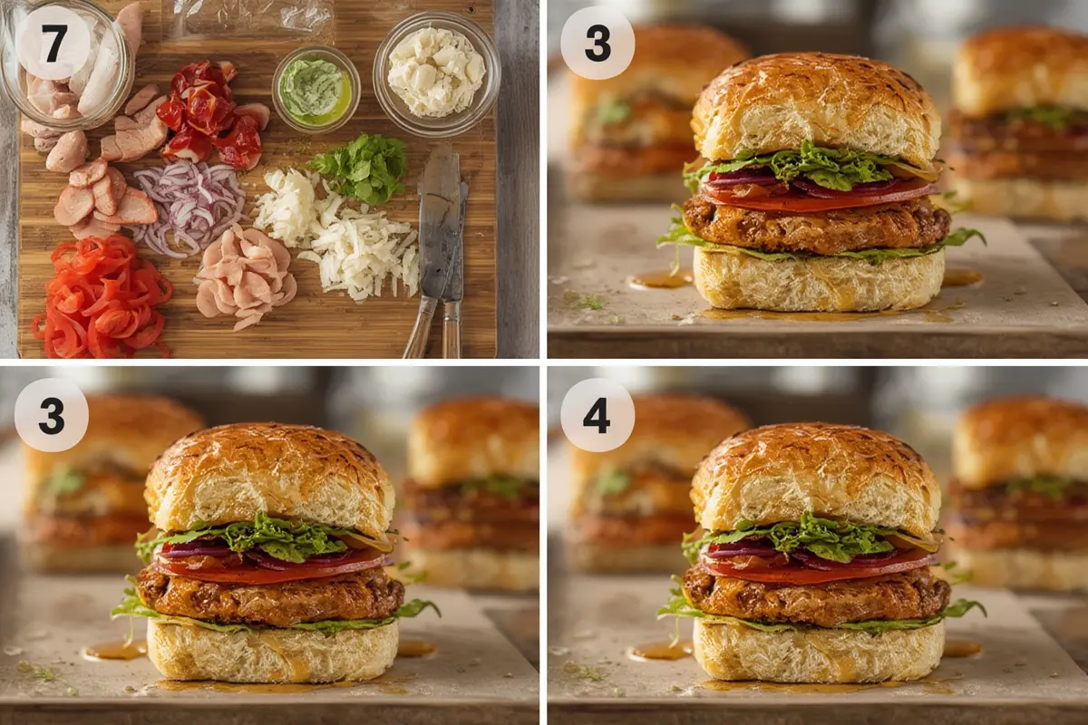 Honey Mustard BLT Chicken Sliders Step by Step