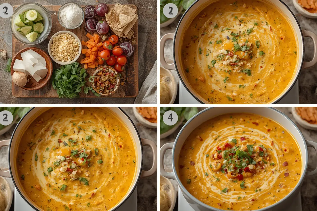 Creamy Vegetarian Tortilla Soup Preparation