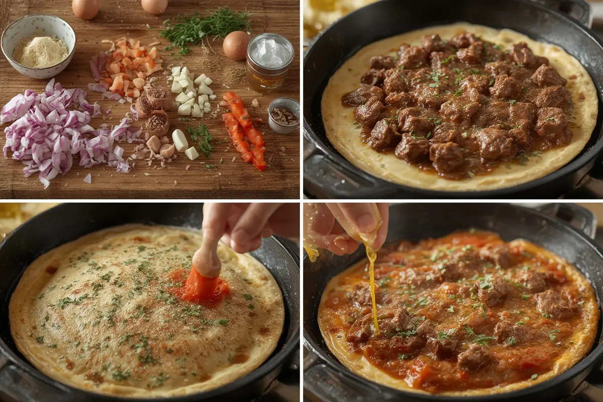 Turkish Gozleme with Lamb preparation