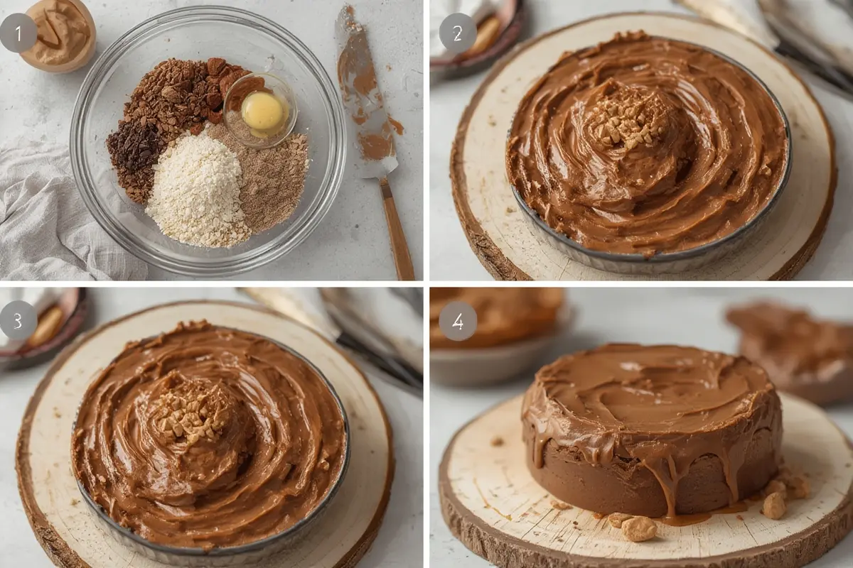 Chocolate peanut butter being processed