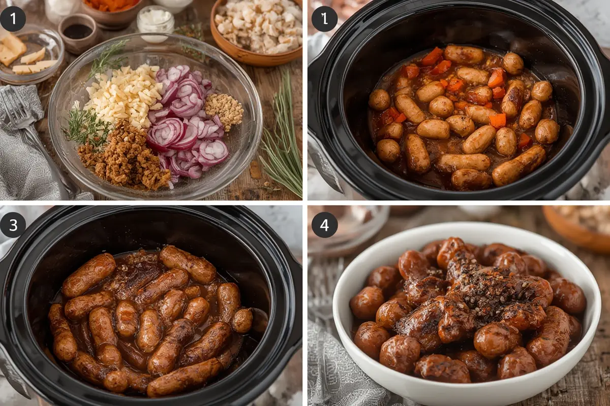 Slow Cooker Mississippi Mini Sausages Cooking Process