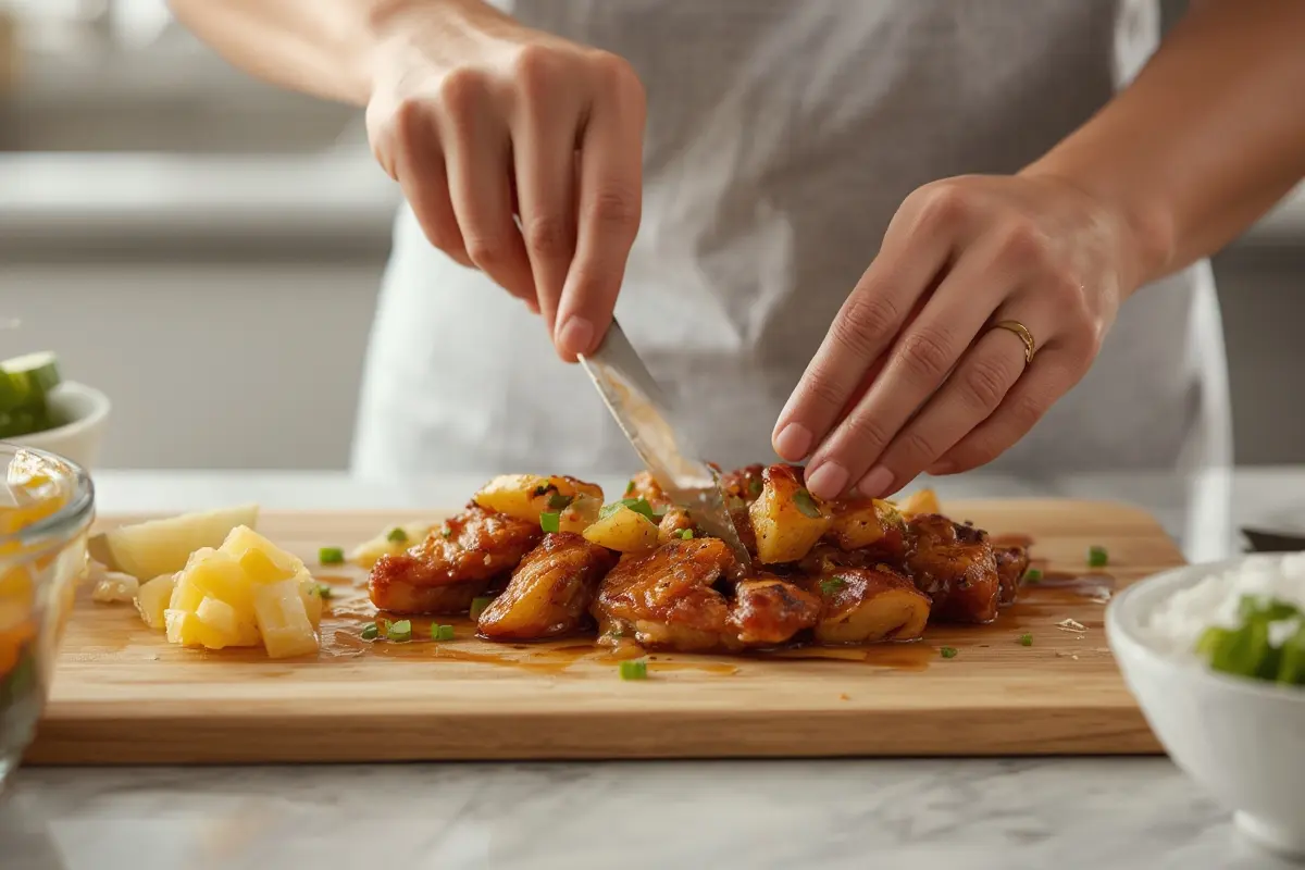 Teriyaki pineapple chicken close-up
