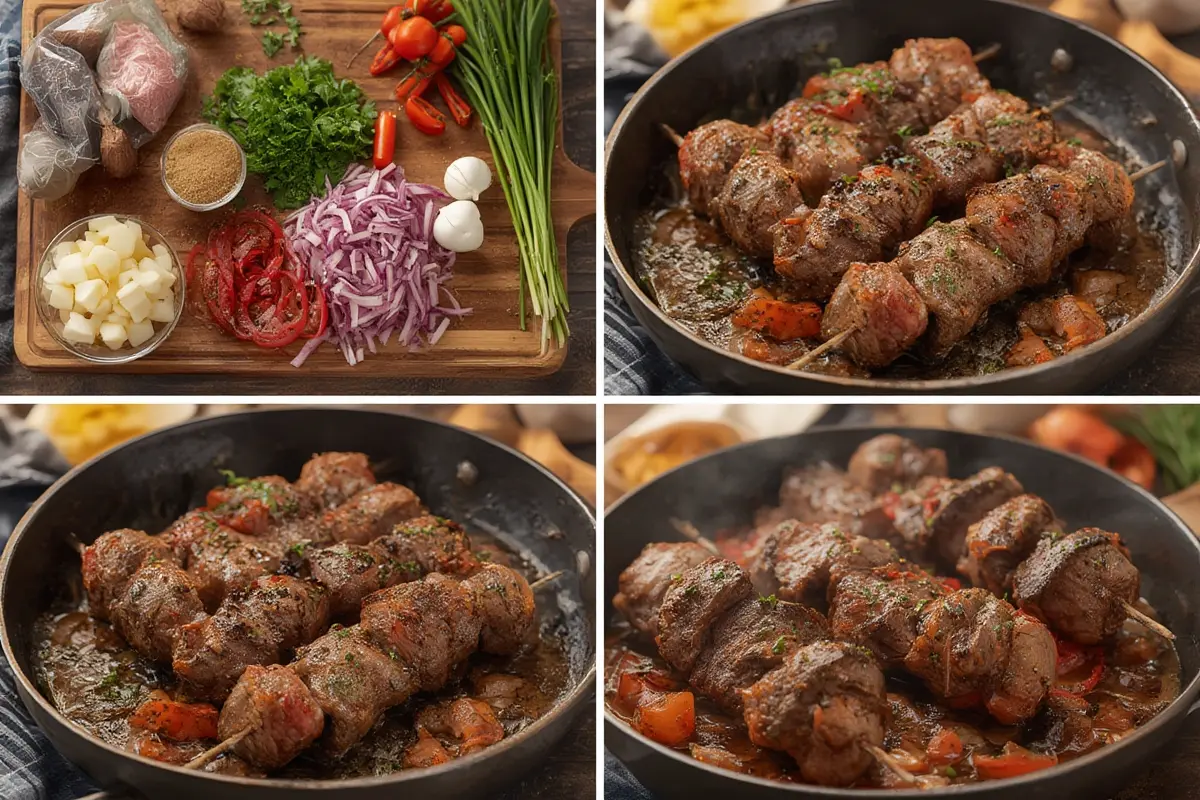 Prepared steak kabobs