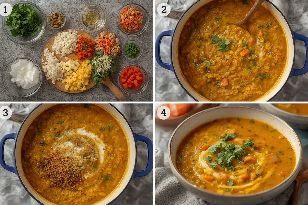 Preparing Vegan Curry Lentil Soup