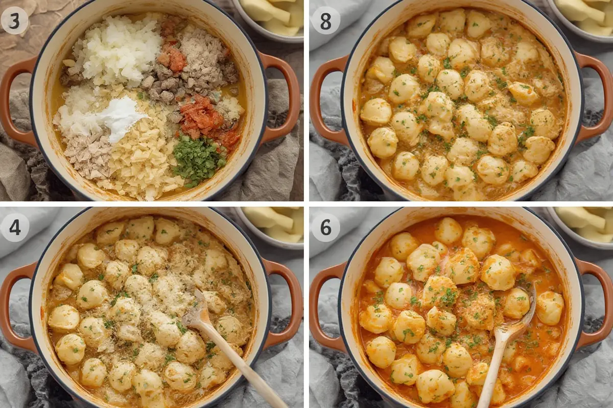 One Pot Gnocchi Chicken Pot Pie preparation