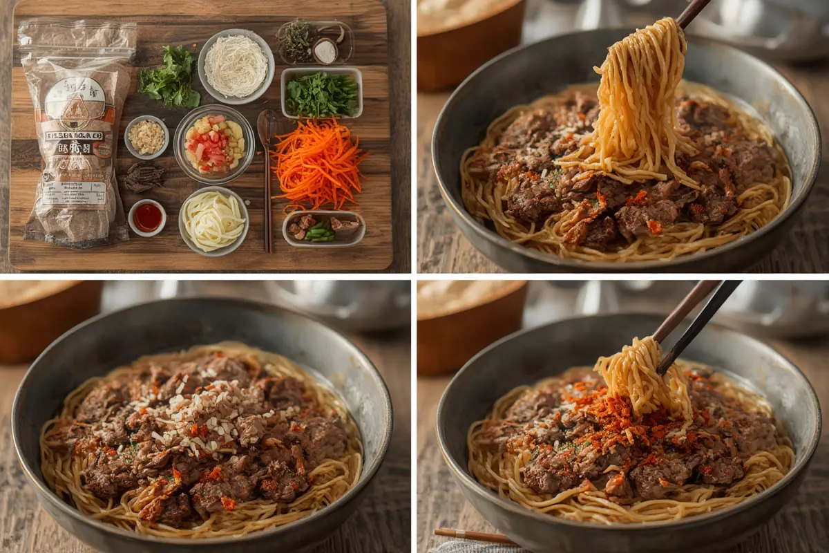 Korean Beef Noodles Preparation