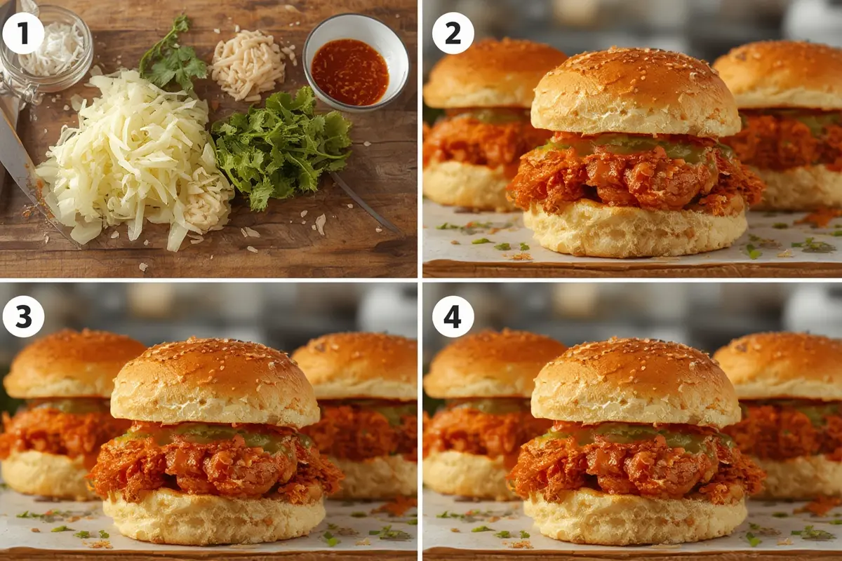 Bang Bang Chicken Sliders preparation