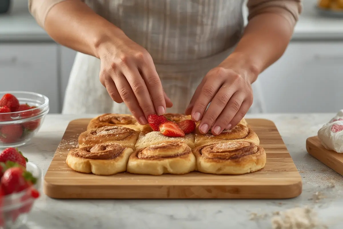 Strawberry Cinnamon Rolls Close-up