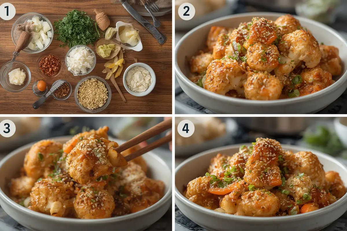 Sticky Sesame Cauliflower Preparation